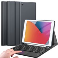 Fintie Tastatur Hülle für iPad (9. / 8. und 7. Generation - 2021/2020/2019), iPad 10.2 Hülle mit Tastatur, Deutscher Tastatur mit Touchpad Magnetisch Abnehmbarer Keyboard, Space Grau