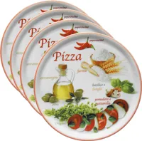 4er Set Pizzateller Napoli Red Ø 32 cm Servier-Platte XL-Teller Porzellan