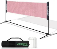 Aopunly Badmintonnetz Set, Faltbares Tennisnetz, Volleyballnetz mit Transporttasche, Höhenverstellbar, Indoor & Outdoor, Höhen 93-155 cm, 510 cm