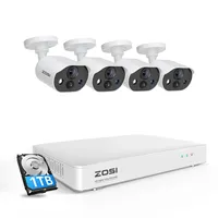 ZOSI 1080P Überwachungskamera Set Aussen mit Audioaufnehmen, 8CH 1TB HDD DVR + 4X 2MP Outdoor Überwachungskamera, Personenerkennung