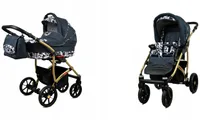 BabyLux® Largo | 2in1 Kinderwagen Bambimo | Grey Geometric | Kombikinderwagen | Kinderwagenset | Bug