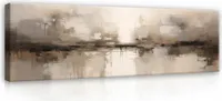 Leinwandbilder Abstrakt Loft beige Betonwand 145x45 cm XXL Modern Canvas Bild auf Leinwand Bilder Leinwandbild Wandbilder Wohnzimmer Schlafzimmer