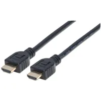Manhattan 353946 3 m HDMI AV-Kabel für TV, Audio-/Video-Gerät, Spielkonsole, Blu-ray-Player, PC - Zweiter Anschluss: 1 x 19-pin HDMI Digital Audio/Video - Male - 18 Gbit/s - Unterstützt bis zu1920 x 1080 - Abschirmung - Golden Beschichteter Kontakt - 30 AWG - Schwarz