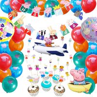 Peppa Wutz Partyset: Ballons Wimpelkette, Banner, Geburtstagsset, Georges Geburtstag, Kinderfest, Themenpaket, Folienballons