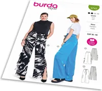 Střih Burda 5743 - Kalhoty s gumou v pase, saténové kalhoty