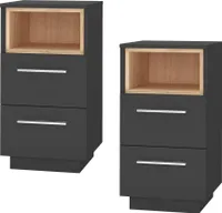 Vicco Nachttisch Beatrice, 36 x 68 cm 2er Set, Anthrazit/Sonoma