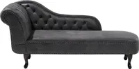 BELIANI Chaiselongue Linksseitig Dunkelgrau Kunstleder Holzfüße Glamourös