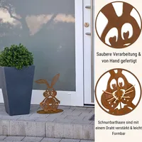 Hase "Schnurri" | Osterdekoration aus Metall | Edelrost Gartendeko