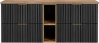 Comad ADEL BLACK Badezimmer-Set 140cm mit Doppelunterbauschrank
