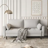 Yaheetech 2 Sitzer Sofa Loveseat Kleine Sofa mit 2 Kissen und Armlehnen Moderne Leinen Couch Sofa Loungesofa Set für Wohnzimmer Schlafzimmer