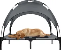 JNGLGO Erhöhtes Hundebett Haustierbett mit Baldachin, Hundeliege Outdoor für Camping Strand, Hundebett mit Wasserdicht Dach Hundesofa mit Atmungsaktivem Netzgewebe, Größe L, 92 x 76 x 92 cm