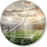 DEQORI Glasuhr Ø30 cm Römisch 'Rasenecke im Stadion' Wanduhr Glas Uhr Design leise
