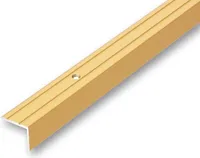 (9,37EUR/m) 25 x 20 x 1500 mm Treppenwinkel goldfarben gebohrt inkl. Montageset Treppenkantenprofil Treppenkante