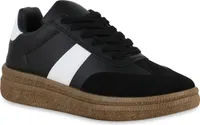 VAN HILL Damen Sneaker Low Bequeme Schnürer Schuhe 841309, Farbe: Schwarz Weiß, Größe: 38