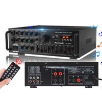 Sunbuck Audio Leistungs Stereoverstärker, bluetooth Heim Audioverstärker Tragbarer Verstärkerempfänger mit FM-Radio, USB-/SD-Lesegeräten, 4 Mikrofoneingänge, 2 AUX-Eingänge, Fernbedienung