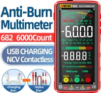 ANENG 682 6000 zliczeń Multimetr cyfrowy z dużym wyświetlaczem LCD Inteligentny, odporny na oparzenia, uniwersalny miernik VA Tester NCV z odwróconym ekranem i latarką do pomiaru napięcia, prądu, rezystancji, pojemności, temperatury, częstotliwości, włączania i wyłączania diody