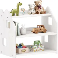 Kinderregal YASMIN 3 Ablagen weiß - Montessori Regal für Spielzeug und Bücher, Kinderzimmer Aufbewahrung aus Kiefer Massivholz, Regalaufbewahrung