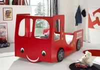 Kinderbett - Rot - 90 x 200 cm - Feuerwehrauto