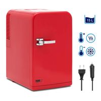 MSW Mini chladnička 12 V / 230 V - spotřebič 2 v 1 s funkcí udržování teploty - 15 l - červená
