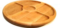Drehbares Servierbrett zum Servieren von Käse und Aufschnitt 4 FÄCHER | Drehtablett aus Holz | Drehbarer Snackteller | Käse- und Aufschnitt-Drehbrett