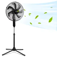 Aigostar  - Standventilator, 3 Geschwindigkeiten, 7 Klingen, 41 cm Durchmesser, leise, 75° Oszillation, Schwarz