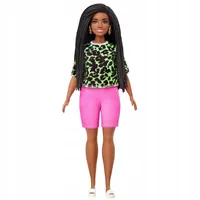Barbie Fashionistas Puppe im Neon leoparden Shirt und Biker Hose