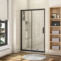 120x195cm Duschabtrennung Schiebetür Duschkabine Duschwand Dusche 8mm NANO GLAS schwarz