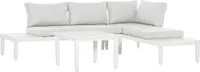Outsunny 3-częściowy zestaw mebli ogrodowych ze stolikiem bocznym zestaw mebli balkonowych sofa z poduszkami w kształcie litery L zewnętrzna aluminiowa kremowa biel