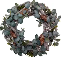 Weihnachts-Dekokranz 34cm dekoriert Dekokranz Weihnachtsdeko Wanddeko Türdeko , Farbe:grün