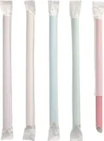 200 Bubble Tea Halme Papier Ø 12 mm · 20 cm farbig sortiert einzeln gehüllt. einseitig spitz