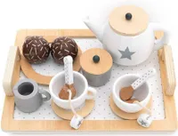 Holz Teeservice Set für Kinder, Rollenspiel-Set, nachhaltiges Spielzeug, pädagogisches Holzspielzeug