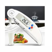 1 Stück BBQ Thermometer Faltbare Digitale Fleischthermometer Lebensmittel Ofenthermometer Milch Wasser Öl Flüssigkeit Sonde Küche Werkzeuge Auto Abschaltung weiß