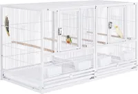 Yaheetech Großer Vogelkäfig Vogelvoliere Papageienkäfig  Doppelkäfig Trennwand Trenngitter Zuchtkäfig  Vogelhaus 96 x 46x 53 cm Weiß