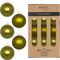 Weihnachtskugeln Glas 6cm 30 Stück - Green Olives
