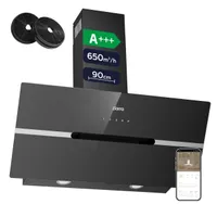 CIARRA Kopffreihaube A+++ 650 m³/h Dunstabzugshaube 90cm Inkl. BOOST WIFI-APP Touch Control VM9736FB