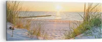 Bild auf Leinwand - Leinwandbild - Düne Strand Meer - 140x50cm - Wand Bild - Wanddeko - Wandbilder - Leinwanddruck - Bilder - Kunstdruck - Wanddekoration - Leinwand bilder - Wandkunst - AB140x50-3989