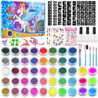Glitzer Tattoos Kinder Set mit 40 Farben und Schablonen