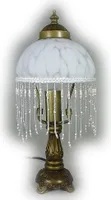 LED Tischleuchte Landhausstil WEIDE messing-antik Glasschirm