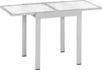 Balkonový stůl Merxx rozkládací 65/130 x 65 cm - hliníkový rám stříbrný s matnou skleněnou deskou