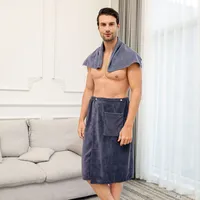 OKWISH Saunatücher Saunatuch Herren anthrazit Saunakilt Sarong Kilt Wellness Klettverschluss 100% Baumwolle