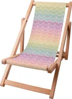 Dreamroots Kinder Liegestuhl klappbar Holz bis zu 130 kg, Sonnenliege klappbar mit 3-stufiger Neigungsregulierung der Rückenlehne, Rainbow Fish Scale