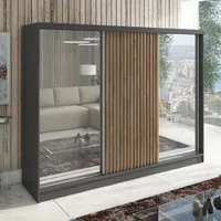 Schwebetürenschrank  DIVER   3-türiger Kleiderschrank mit 3 Spiegeln, 3 Schubladen und Kleiderstangen – Funktionalität und Eleganz!