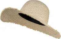 styleBREAKER Damen Strohhut Papierstroh mit luftigem Flechtmuster, breite ausgefranste Krempe, Sonnenhut, Schlapphut 04025033