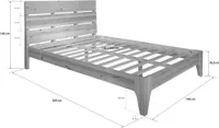 Homestyle4u dřevěná postel 140x200 s roštovým rámem postel z masivu přírodní manželská postel