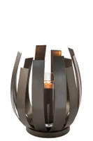 Fink Windlicht mit Glas Orfea antik bronze Edelstahl Höhe 30 cm