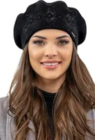 Vivisence damen baskenmütze eleganter wintermütze warm und gemütlich kopfbedeckung an winter und herbst warm dick strickmütze, klassisch mütze für frauen, hergestellt in der eu, schwarz, einheitsgröße