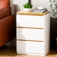 Nachttisch, Schlafzimmer Nachttisch, Rustikaler Beistelltisch mit 3 Schubladen, Couch Tisch Holz Nachttisch für Wohnzimmer