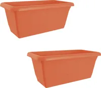 Blumenkasten mit Wasserspeicher 40 cm 2er Set Terracotta