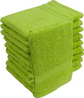 Waschhandschuhe Waschlappen 10er Set Apfel Grün 100 % Baumwolle Frottee 500g/m² 16x21