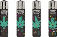 Clipper® Feuerzeuge 4er Set:  Micro Happy Weeds 2